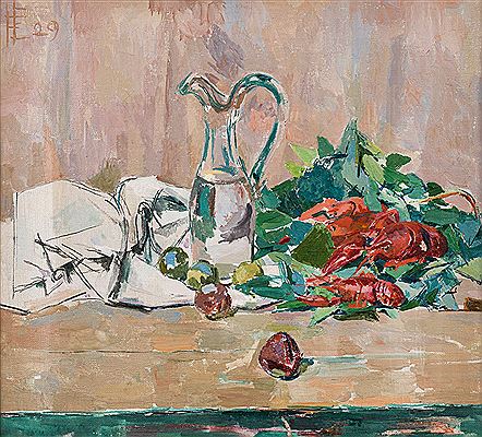 Felix Esterl : Small still life with crabs, 1929