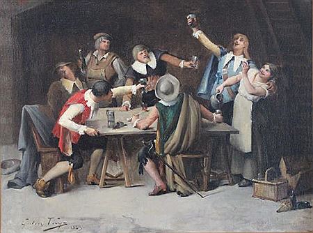 Gaston Thys : 'Tavern scene' 1885