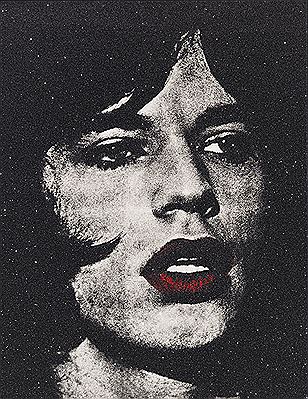 Russell Young : Mick Jagger + red lips / Reggie Kray, Do You Know My Name, 2010.