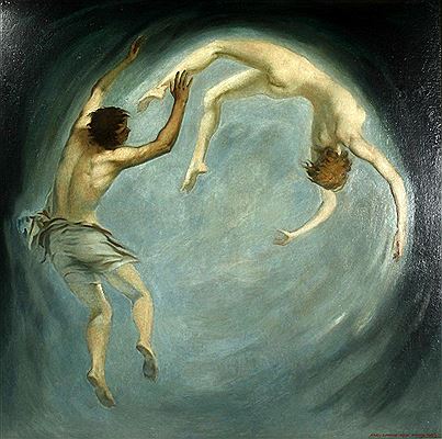 Mario Caffaro Rore : Two Figures in a Swirling Sky