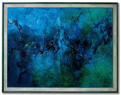 Lalan : LES FORMES SORTENT DU BLEU ET DU VERT (DIPTYCH)