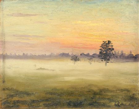 Erhard Zwar : Morgennebel über der Dresdner Heide (?)