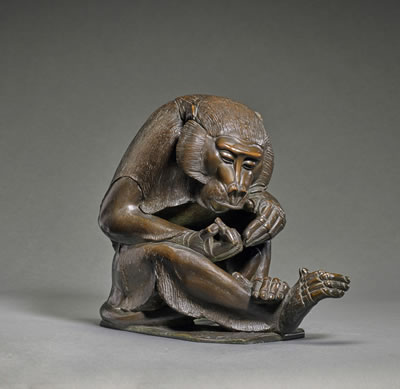 Sirio Tofanari : Seated Monkey, probably a Baboon