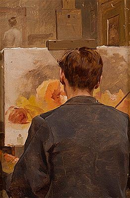 Georges (Henri) Privat-Livemont : Self-portrait presumed at the easel