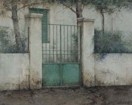 Carlos Morago : Vista de casa con puerta verde