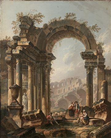 Pierre Antoine Demachy : Shepherds in Roman ruins