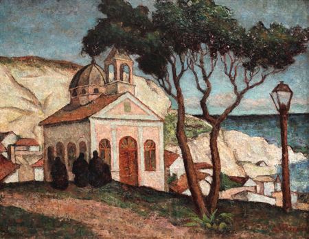 Leon Viorescu : Turkish Women In Balchik (St. George Church) [1927-1928]