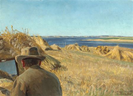 Eiler Sorensen : L. A. Ring painting at Roskilde Fjord.