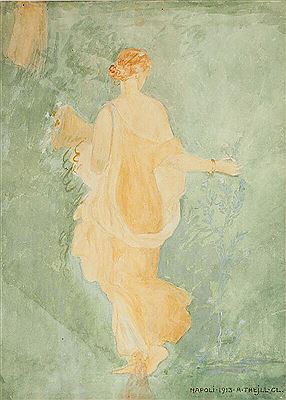 Augusta Thejll Clemmensen : Study of the fresco “Flora” “Flora” from Villa Arianna in Stabiae