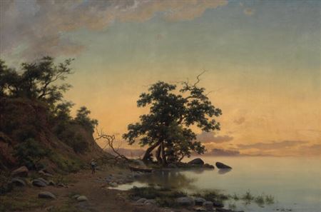 Axel Thorsen Schovelin : Landscape in the light of the sunset