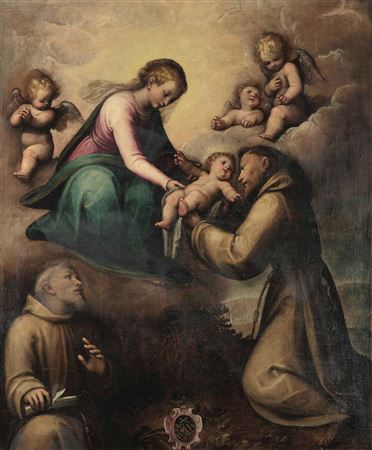 Guglielmo Caccia : Madonna and Child with Franciscan saints