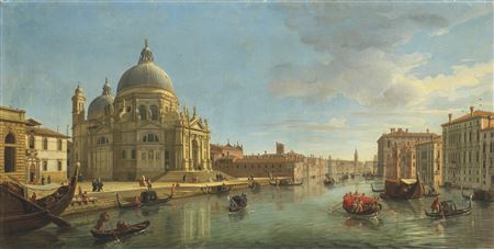 Gaspar Van Wittel : View of Santa Maria della Salute, Venice, from the entrance of the Grand Canal