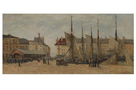 Jules Lessore : The fish market, Dieppe