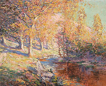 Phelan Gibb : Wooded landscape with stream