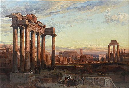 Frederick Lee Bridell : The Temple of Saturn, the Forum and the Colosseum, Rome