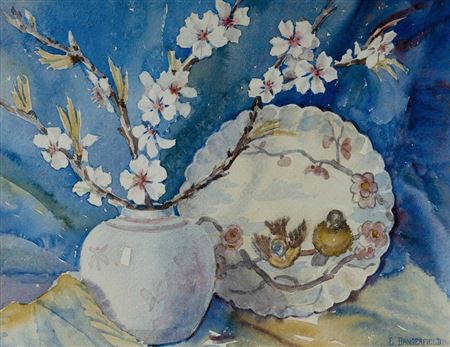 Elizabeth Maud Dangerfield : Peach Blossom Still Life W/Clr