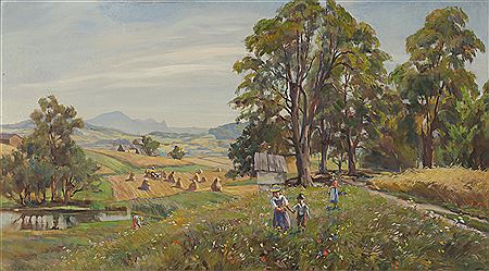 Wilhelm Dachauer : Midsummer in the Salzburger Land with the Gaisberg and Nockstein in the background