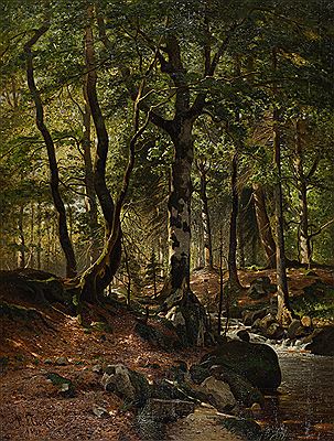 Paul Franz Flickel : Sun-flooded forest in the Ilsetal in the Harz Mountains