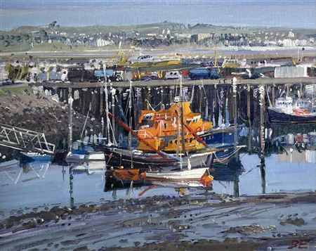 Bernard Evans : The Lifeboat at Newlyn Harbour