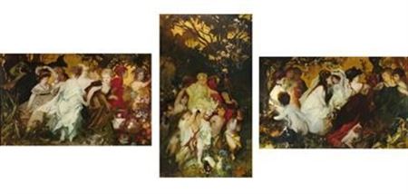 Hans Makart : Modern Amoretti, triptych