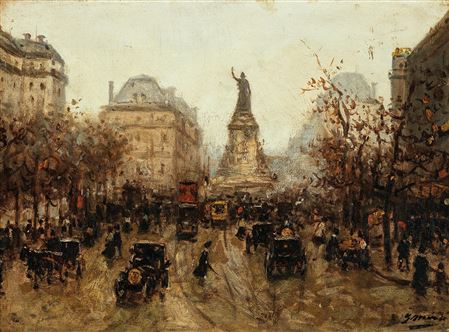 Gaspar Miro i Lleo : Paris, Place de la Republique with Boulevard Magenta