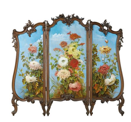 Fernando Martinez Checa : A Three-Piece Screen with Elaborate Floral Still Life (3)