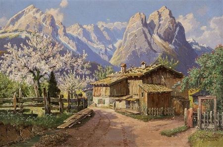 Hans Frahm : Pair of paintings: Two views of Garmisch in spring