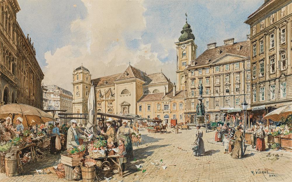 Reinhold Volkel : Market in the Freyung in Vienna