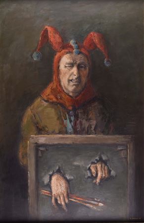 Rolf Schubert : 'Self Portrait with Jester's Cap'