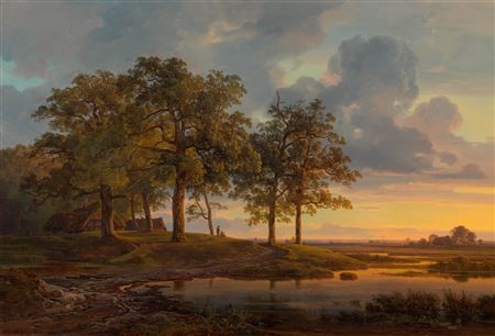 Christian Morgenstern : Nordic landscape at sunset.