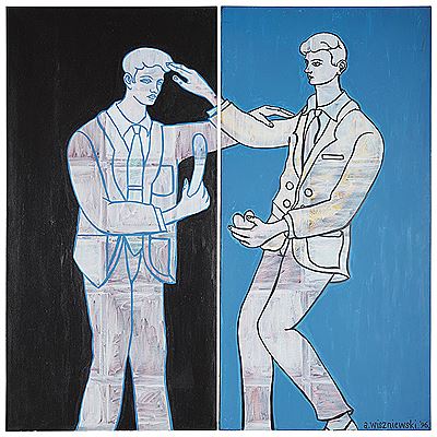 Adrian Wiszniewski : BLACK AND BLUE (DIPTYCH)