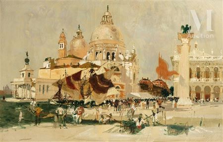 Lucien Joseph Fontanarosa : Venise, La Salute aux voiliers