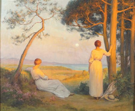 Marcel Rieder : Ladies looking at the sunset