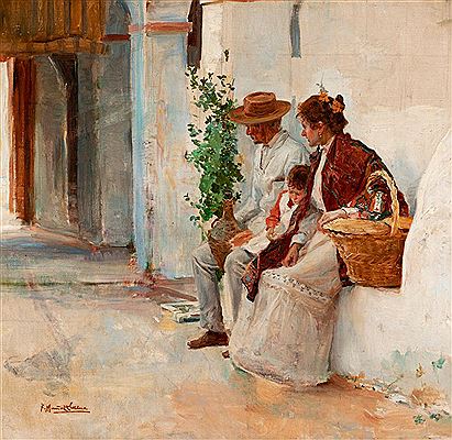 Tomas Munoz Y Lucena : 'Family in a courtyard'