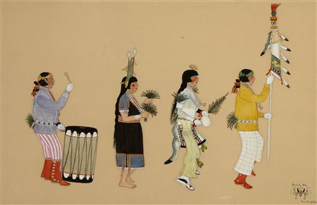 Tonita Vigil (Quah Ah) Pena : Untitled (Corn Dance Processional), ca. 1921