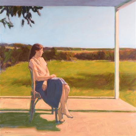 William Anzalone : 'Woman on Porch in Landscape'