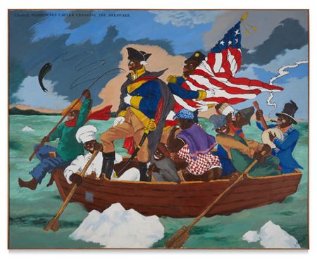 Robert H Colescott : George Washington Carver Crossing the Delaware: Page from an American History Textbook