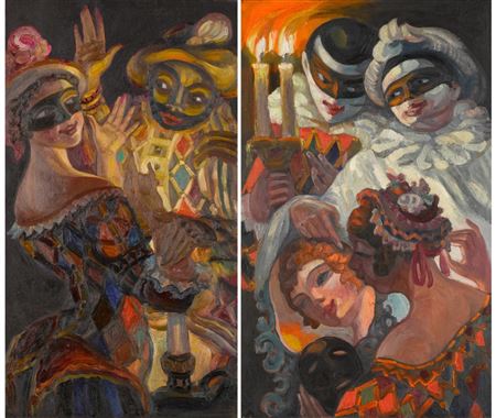 Sergei Soudeikine : Two Panels for the Cabaret Prival Komediantov in Petrograd (2)