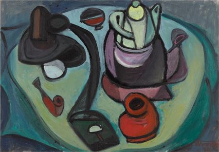 Yullo Sooster : Still Life with Pipe and Teapot