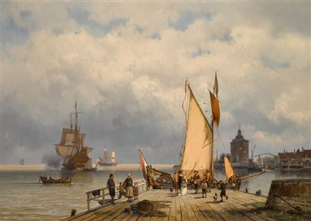 Johannes Hermanus Barend Koekkoek : The Port at Enkhuizen