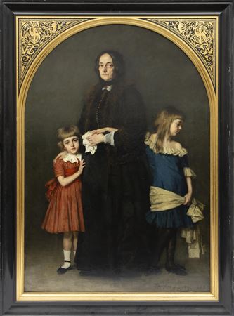 Therese Schwartze : A portrait of Maria Elisabeth Theresia (Elise) Schwartze-Herrmann with her grandchildren Letty and Lizzy Ansingh