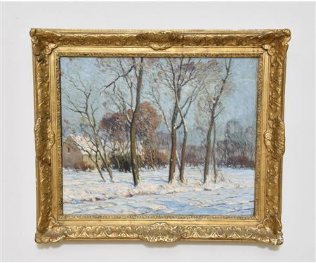 Paul Esbach : Impressionist snow scene landscape