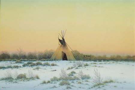 Arturo G Mercado : Winter Landscape with Tipi