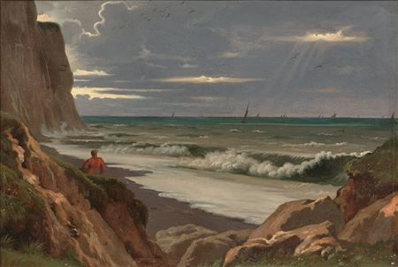 Paul Jean Flandrin : Falaise en bord de mer en Normandie