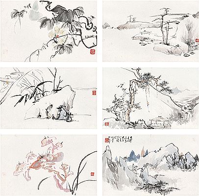 Caibai Wang : PAINTING OF FLOWER AND LANDSCAPE (8)