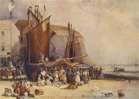 Thomas Brabazon Aylmer : Fish market Hastings