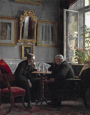 Carl Bloch : Two chess players.