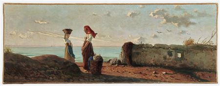 Vincenzo Cabianca : Donne in riva al mare