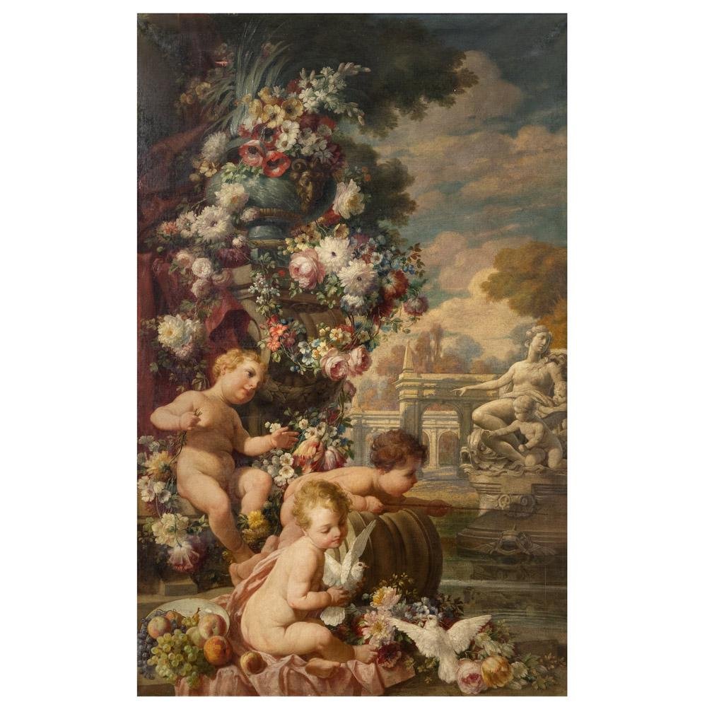 Giorgio Ceragioli : Giardino con putti e trionfo di fiori