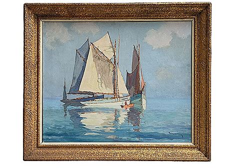 Leon Esperance Broquet : Concarneau tuna boats at sea